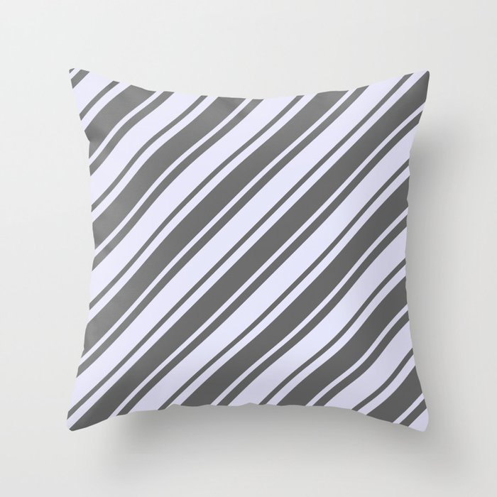 Dim Grey and Lavender Colored Lines Pattern Throw Pillow
