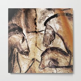 Facing Horses // Chauvet Cave Art Metal Print | Primitiveart, Primitive, Cavepainting, Ancient, Tribalart, Prehistory, Chauvetcave, Ancientpainting, Horseart, Painting 
