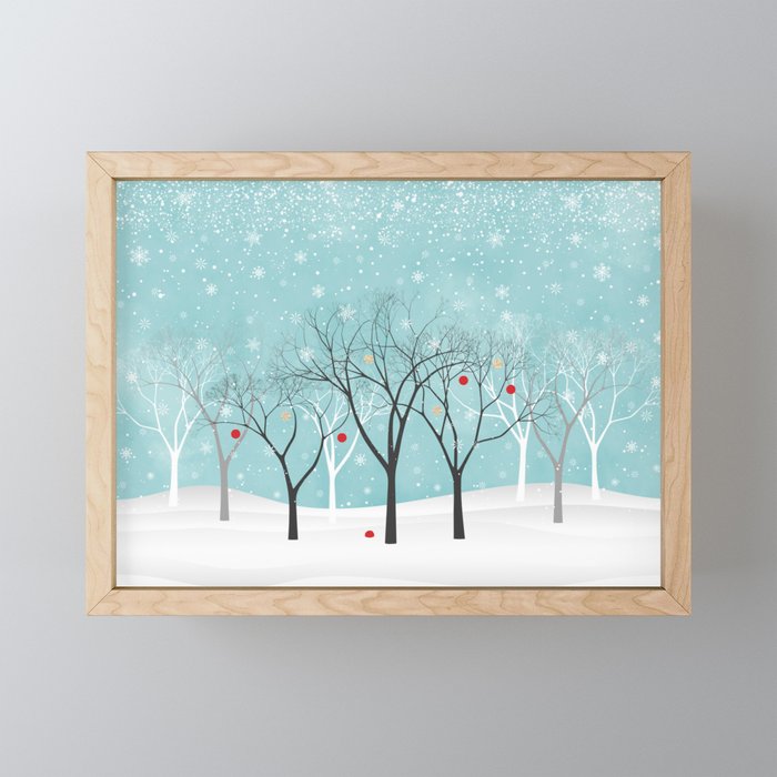 Snowy Winter Landscape Framed Mini Art Print