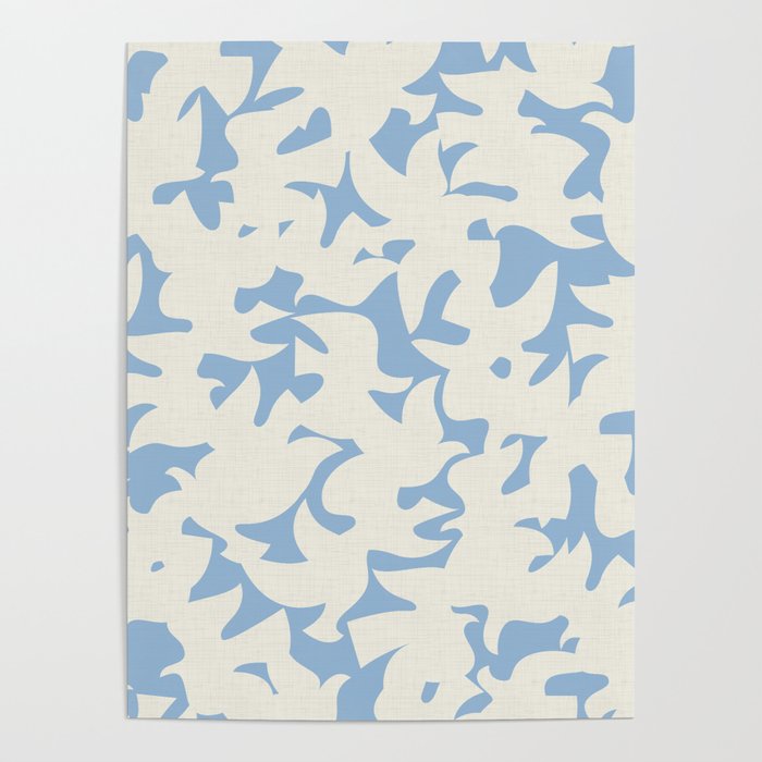 Modern Birds / Vintage Cut Outs on Airy Blue Poster