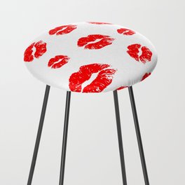 Red lips on a white background Counter Stool