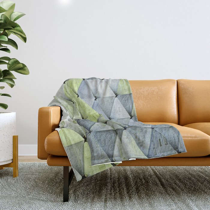 Textured Triangles Lime Gray Throw Blanket