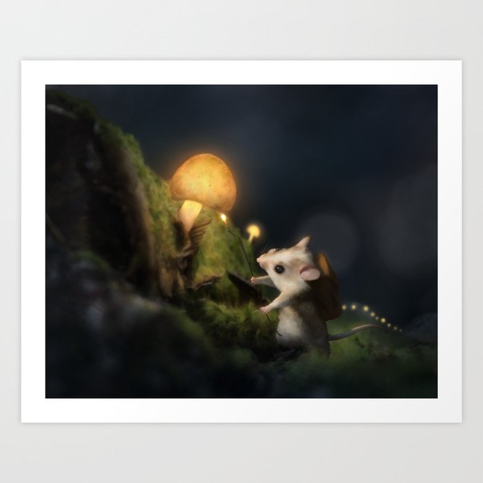 Lighter of Mushroom Lamps Art Print