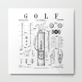 Golf Club Golfer Old Vintage Patent Drawing Print Metal Print | Golfer, Equipment, Retro, Player, Coach, Blueprint, Drawing, Patentimage, Clubs, Patents 