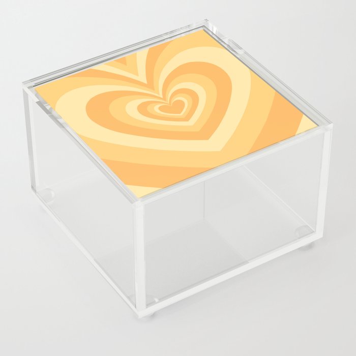 Muted Pastel Yellow Psychedelic Hearts Pattern Acrylic Box