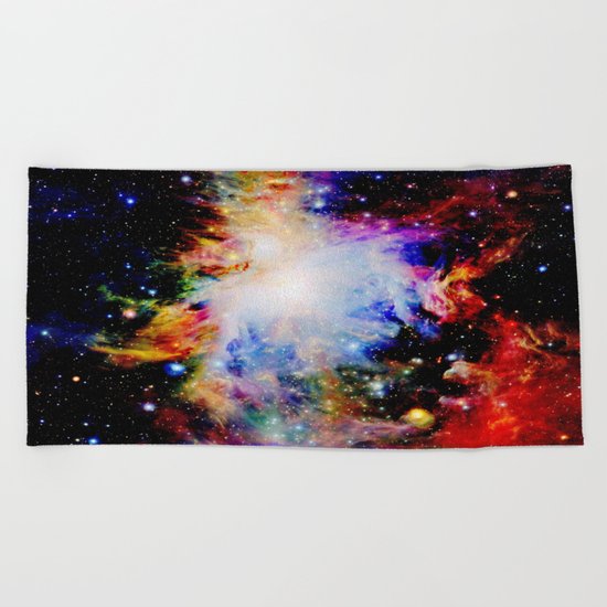 GaLaXY : Orion Nebula Dark & Colorful Beach Towel