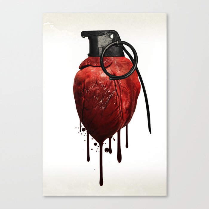 Heart Grenade Canvas Print
