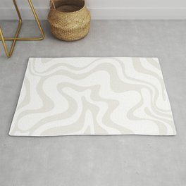 Liquid Swirl Abstract Pattern in Nearly White and Pale Stone Area & Throw Rug