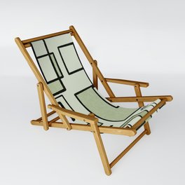 Piet Composition  Sage Green - Mid-Century Modern Minimalist Geometric Abstract  Sling Chair