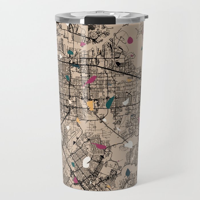 USA, Pasadena - Terrazzo Pattern City Map Travel Mug