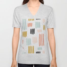 Colorful random brushstrokes pattern V Neck T Shirt