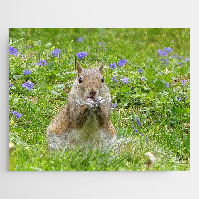 Squirrel Amongst Wild Violets Jigsaw Puzzle