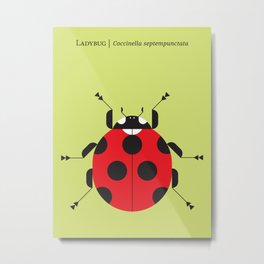 Lady Bug Yellow Metal Print | Yellowgreen, Insectdesign, Redandblack, Naturemodern, Animaldesign, Bugdesign, Ladybug, Vibrant, Nature, Animalposter 