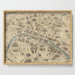 Vintage Pictorial Map of Paris France (1871) Serving Tray