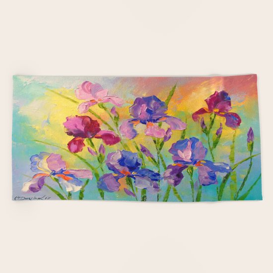Irises Beach Towel