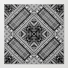 Black and white ethnic patchwork design Canvas Print