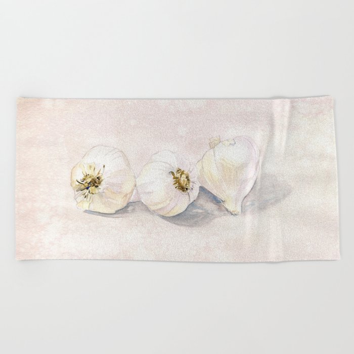 Garlic Watercolor Beach Towel