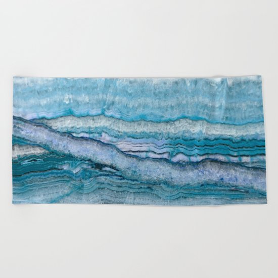 Mystic Stone Aqua Blue Beach Towel