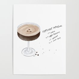 Espresso Martini Recipe Watercolor Poster