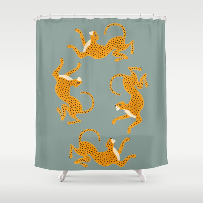 Leopard Race - blue Shower Curtain