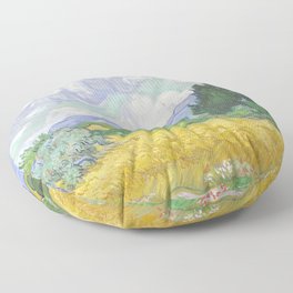 A Wheatfield with Cypresses by Vincent van Gogh Floor Pillow