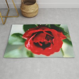 Red Rose with Dew Drops Area & Throw Rug