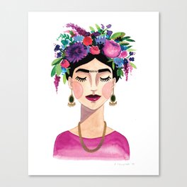 Floral Frida - Pink Canvas Print