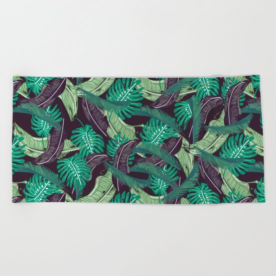 Tropical leaves I Beach Towel