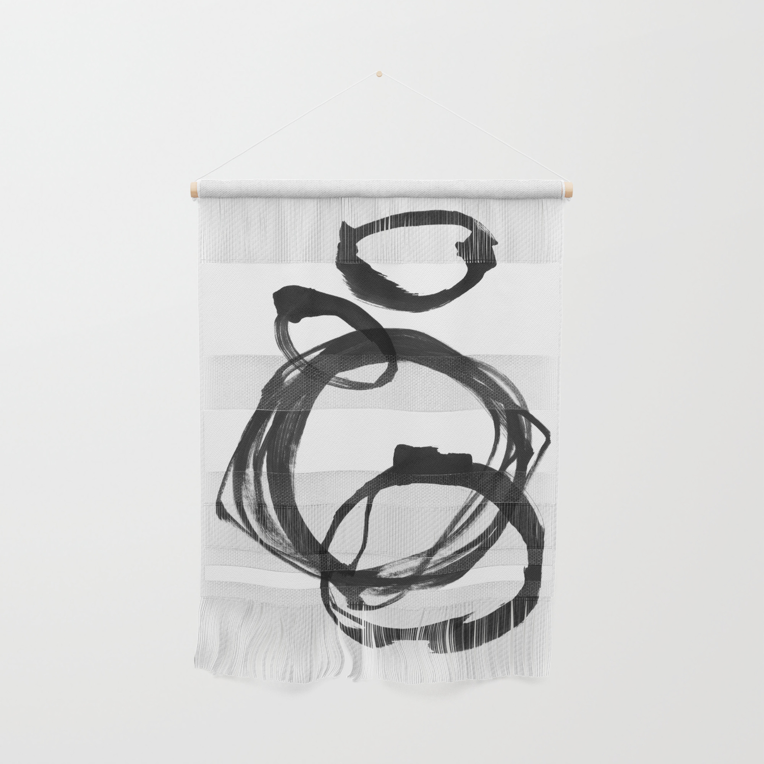 Black Ink Geometric Abstract Painting Rings 3 Wall Hanging By