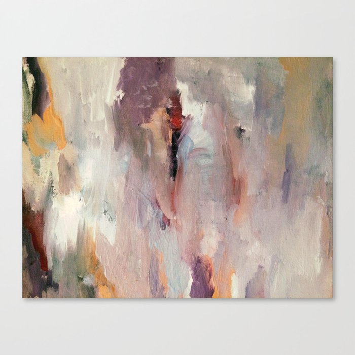 Gentle Beauty [2] - an elegant acrylic piece in deep purple, red, gold, and white Canvas Print