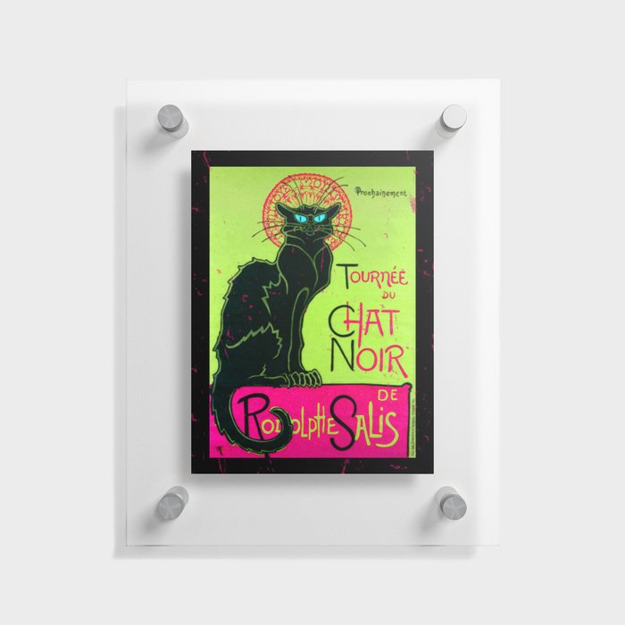 Chat Noir in Chartreuse and Bubble Gum Floating Acrylic Print