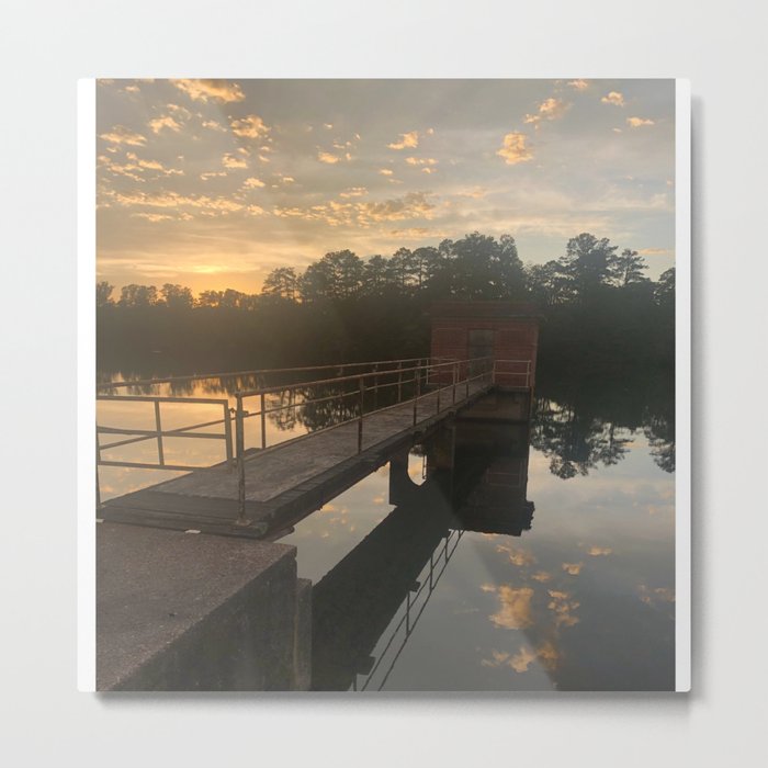 Bridge On a Beautiful Lake Sky Metal Print