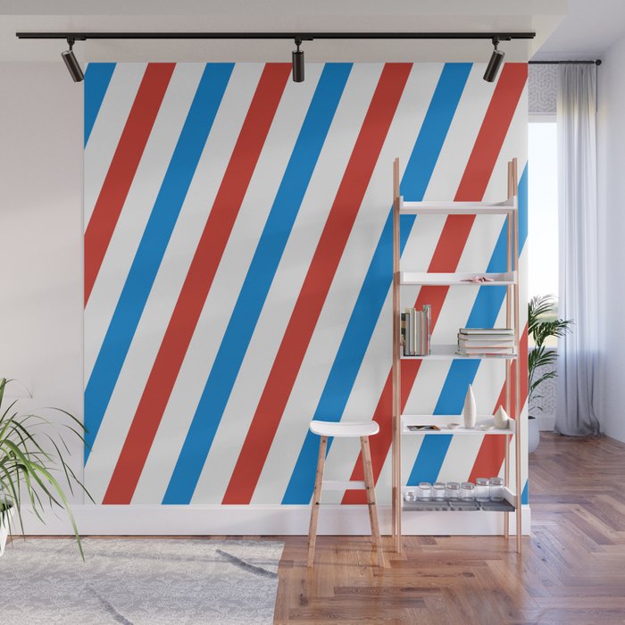 Personalised Barbers shop Red & Blue stripes barbers Shop Counter mat 