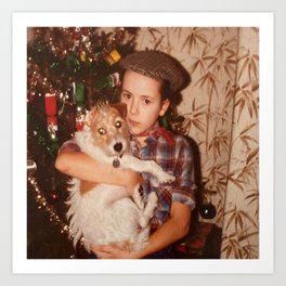 Girl and Dog Vintage Photo Art Print