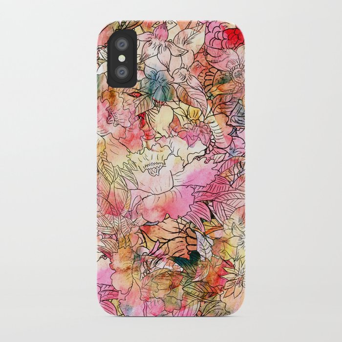 Summer Flowers | Colorful Watercolor Floral Pattern Abstract Sketch iPhone Case