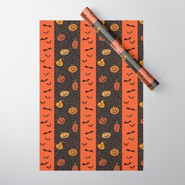 Halloween Bat Stripes Wrapping Paper