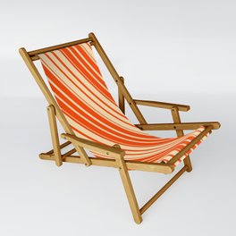 [ Thumbnail: Beige and Red Colored Striped Pattern Sling Chair ]