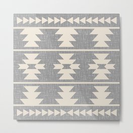 Southwestern Pattern 131 Grey and Beige Metal Print | Southwestern, Mexican, Buffalo, Indian, Aztec, Graphicdesign, Navajo, West, Curated, Boho 