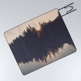 Wooded Lake Reflection  - Nature Photography Picnic Blanket