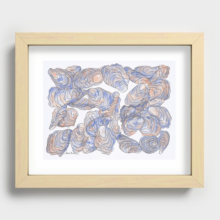 Oyster Watercolor Art Print Recessed Framed Print