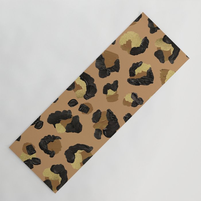 Leopard Print – Neutral & Gold Palette Yoga Mat