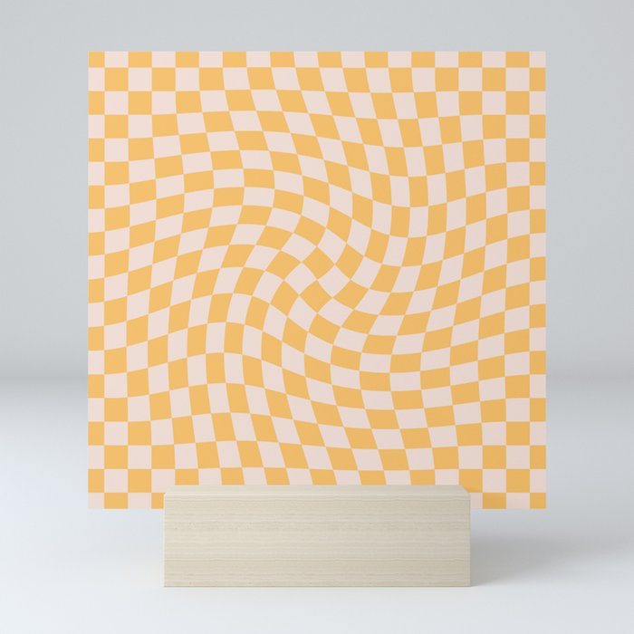 Check I - Yellow Twist — Checkerboard Print Mini Art Print