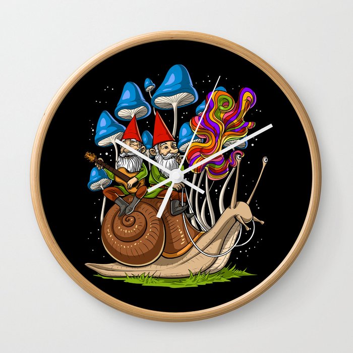 Mushroom Gnomes Wall Clock