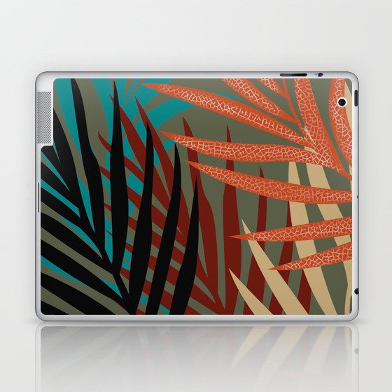 Tropical Daydream VII orange turquoise black red yellow sage green Laptop & iPad Skin