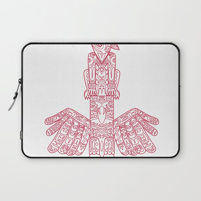 Wolf and Eagle Totem Pole Doodle Art Laptop Sleeve