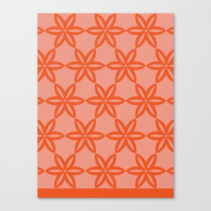 Geometric Flowers Pattern - Orange Pink Canvas Print