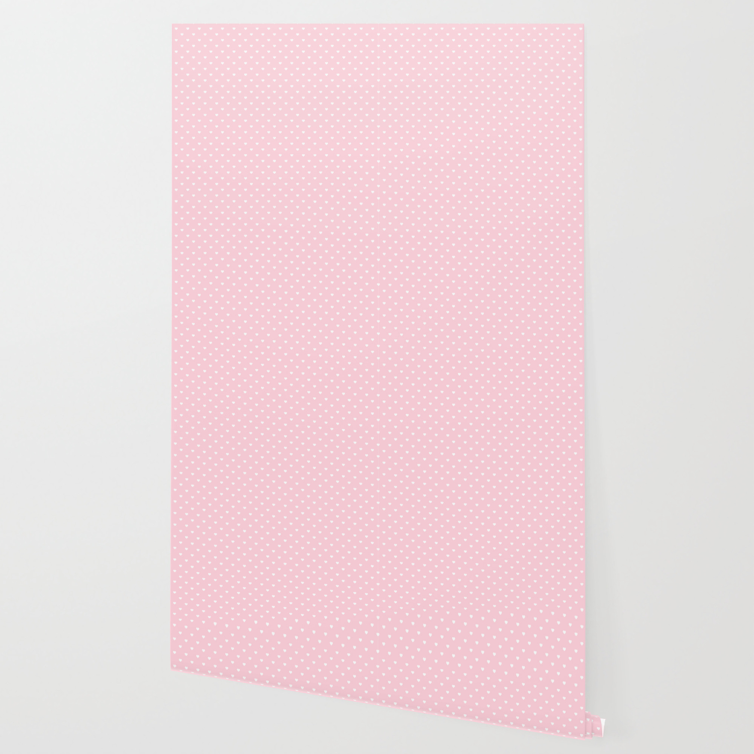 White Polka Dot Hearts On Light Soft Pastel Pink Wallpaper By