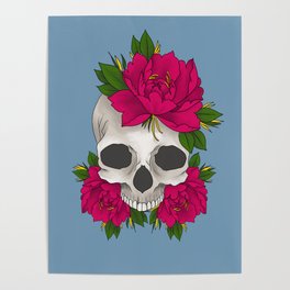 Skulls and flowers Poster