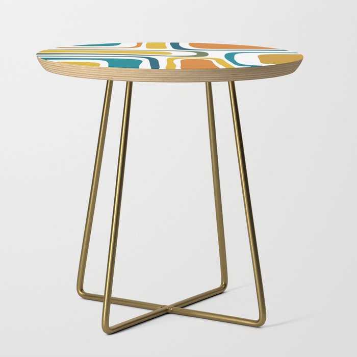 Palm Springs Midcentury Modern Abstract in Moroccan Teal, Orange, Mustard, Olive, and White Side Table