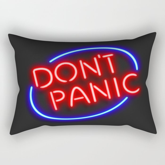 Hitchhiker's Guide - "Don't Panic" Neon Sign Rectangular Pillow